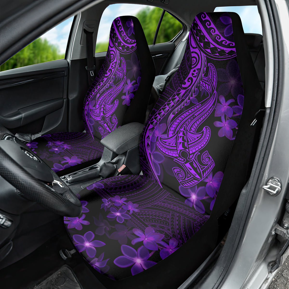 Purple Polynesia Shark Tattoo Car Seat Cover With Polynesian Plumeria - Wonder Print Shop