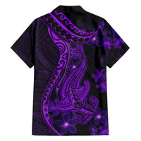 Purple Polynesia Shark Tattoo Family Matching Short Sleeve Bodycon Dress and Hawaiian Shirt With Polynesian Plumeria - Wonder Print Shop