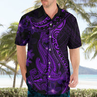 Purple Polynesia Shark Tattoo Hawaiian Shirt With Polynesian Plumeria - Wonder Print Shop