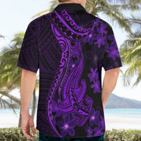 Purple Polynesia Shark Tattoo Hawaiian Shirt With Polynesian Plumeria - Wonder Print Shop
