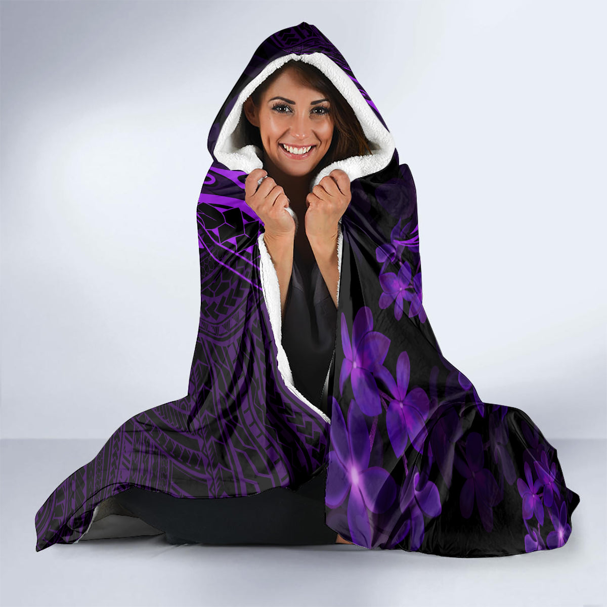purple-polynesia-shark-tattoo-hooded-blanket-with-polynesian-plumeria