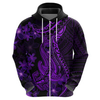 Purple Polynesia Shark Tattoo Hoodie With Polynesian Plumeria - Wonder Print Shop