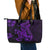 Purple Polynesia Shark Tattoo Leather Tote Bag With Polynesian Plumeria - Wonder Print Shop