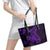 Purple Polynesia Shark Tattoo Leather Tote Bag With Polynesian Plumeria - Wonder Print Shop