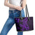 Purple Polynesia Shark Tattoo Leather Tote Bag With Polynesian Plumeria - Wonder Print Shop