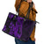 Purple Polynesia Shark Tattoo Leather Tote Bag With Polynesian Plumeria - Wonder Print Shop