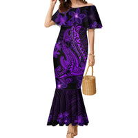 Purple Polynesia Shark Tattoo Mermaid Dress With Polynesian Plumeria - Wonder Print Shop