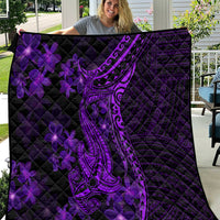 Purple Polynesia Shark Tattoo Quilt With Polynesian Plumeria - Wonder Print Shop