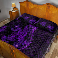 Purple Polynesia Shark Tattoo Quilt Bed Set With Polynesian Plumeria - Wonder Print Shop