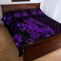 Purple Polynesia Shark Tattoo Quilt Bed Set With Polynesian Plumeria - Wonder Print Shop