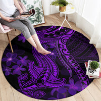 purple-polynesia-shark-tattoo-round-carpet-with-polynesian-plumeria
