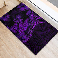 Purple Polynesia Shark Tattoo Rubber Doormat With Polynesian Plumeria - Wonder Print Shop