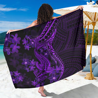 Purple Polynesia Shark Tattoo Sarong With Polynesian Plumeria - Wonder Print Shop