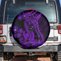Purple Polynesia Shark Tattoo Spare Tire Cover With Polynesian Plumeria - Wonder Print Shop