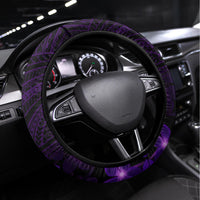 Purple Polynesia Shark Tattoo Steering Wheel Cover With Polynesian Plumeria - Wonder Print Shop