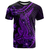 Purple Polynesia Shark Tattoo T Shirt With Polynesian Plumeria - Wonder Print Shop