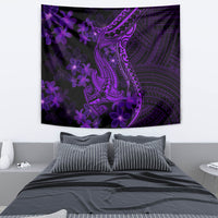 Purple Polynesia Shark Tattoo Tapestry With Polynesian Plumeria - Wonder Print Shop