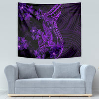 Purple Polynesia Shark Tattoo Tapestry With Polynesian Plumeria - Wonder Print Shop