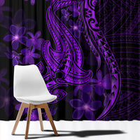 Purple Polynesia Shark Tattoo Window Curtain With Polynesian Plumeria - Wonder Print Shop
