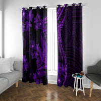 Purple Polynesia Shark Tattoo Window Curtain With Polynesian Plumeria - Wonder Print Shop
