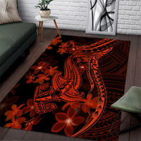 Red Polynesia Area Rug Shark Tattoo With Polynesian Plumeria - Wonder Print Shop