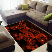 Red Polynesia Area Rug Shark Tattoo With Polynesian Plumeria - Wonder Print Shop