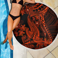 Red Polynesia Beach Blanket Shark Tattoo With Polynesian Plumeria - Wonder Print Shop