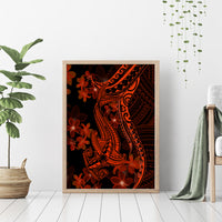 Red Polynesia Canvas Wall Art Shark Tattoo With Polynesian Plumeria - Wonder Print Shop