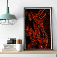 Red Polynesia Canvas Wall Art Shark Tattoo With Polynesian Plumeria - Wonder Print Shop