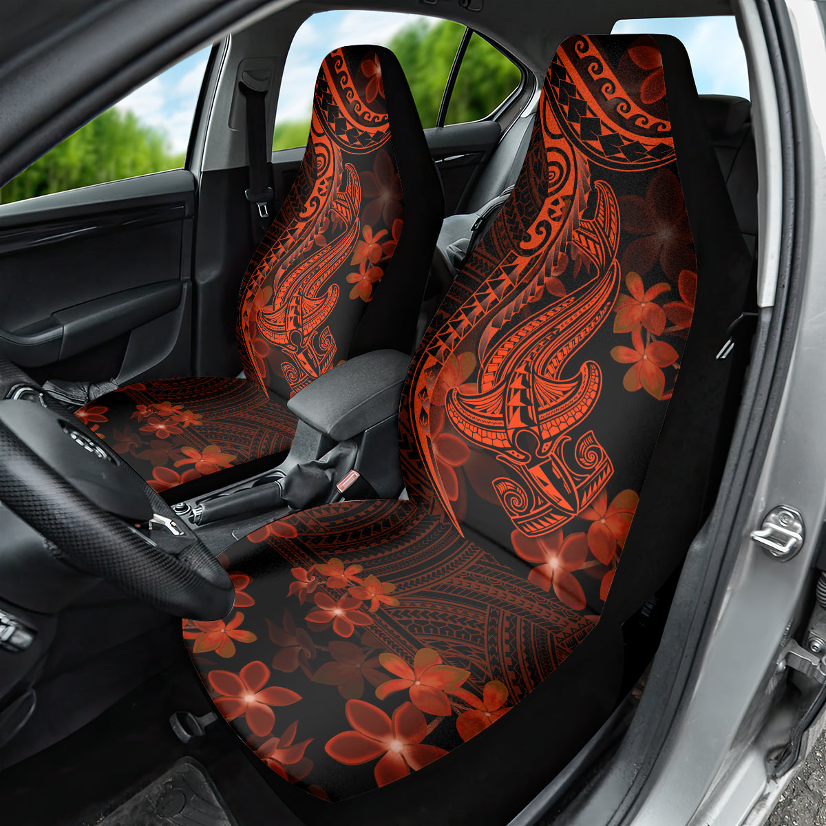 Red Polynesia Car Seat Cover Shark Tattoo With Polynesian Plumeria - Wonder Print Shop