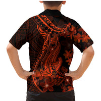 Red Polynesia Family Matching Mermaid Dress and Hawaiian Shirt Shark Tattoo With Polynesian Plumeria - Wonder Print Shop