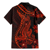Red Polynesia Family Matching Mermaid Dress and Hawaiian Shirt Shark Tattoo With Polynesian Plumeria - Wonder Print Shop