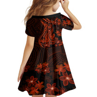 Red Polynesia Family Matching Short Sleeve Bodycon Dress and Hawaiian Shirt Shark Tattoo With Polynesian Plumeria - Wonder Print Shop