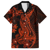Red Polynesia Family Matching Short Sleeve Bodycon Dress and Hawaiian Shirt Shark Tattoo With Polynesian Plumeria - Wonder Print Shop
