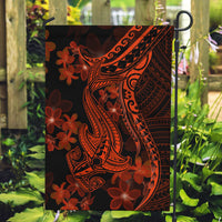 Red Polynesia Garden Flag Shark Tattoo With Polynesian Plumeria - Wonder Print Shop