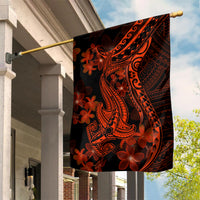 Red Polynesia Garden Flag Shark Tattoo With Polynesian Plumeria - Wonder Print Shop