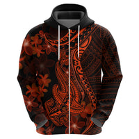 Red Polynesia Hoodie Shark Tattoo With Polynesian Plumeria - Wonder Print Shop