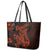 Red Polynesia Leather Tote Bag Shark Tattoo With Polynesian Plumeria - Wonder Print Shop