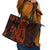 Red Polynesia Leather Tote Bag Shark Tattoo With Polynesian Plumeria - Wonder Print Shop