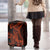 Red Polynesia Luggage Cover Shark Tattoo With Polynesian Plumeria - Wonder Print Shop