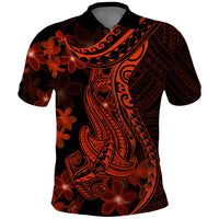 Red Polynesia Polo Shirt Shark Tattoo With Polynesian Plumeria - Wonder Print Shop