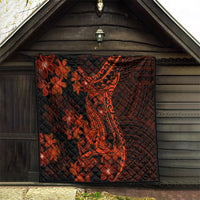 Red Polynesia Quilt Shark Tattoo With Polynesian Plumeria - Wonder Print Shop