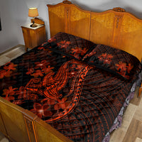 Red Polynesia Quilt Bed Set Shark Tattoo With Polynesian Plumeria - Wonder Print Shop