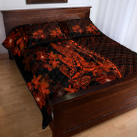 Red Polynesia Quilt Bed Set Shark Tattoo With Polynesian Plumeria - Wonder Print Shop