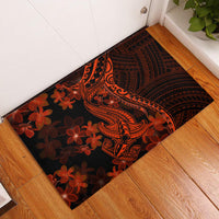 Red Polynesia Rubber Doormat Shark Tattoo With Polynesian Plumeria - Wonder Print Shop