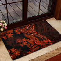 Red Polynesia Rubber Doormat Shark Tattoo With Polynesian Plumeria - Wonder Print Shop