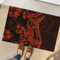 Red Polynesia Rubber Doormat Shark Tattoo With Polynesian Plumeria - Wonder Print Shop