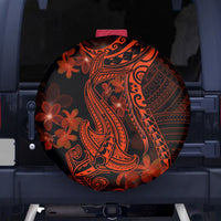 Red Polynesia Spare Tire Cover Shark Tattoo With Polynesian Plumeria - Wonder Print Shop