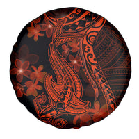 Red Polynesia Spare Tire Cover Shark Tattoo With Polynesian Plumeria - Wonder Print Shop