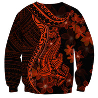 Red Polynesia Sweatshirt Shark Tattoo With Polynesian Plumeria - Wonder Print Shop